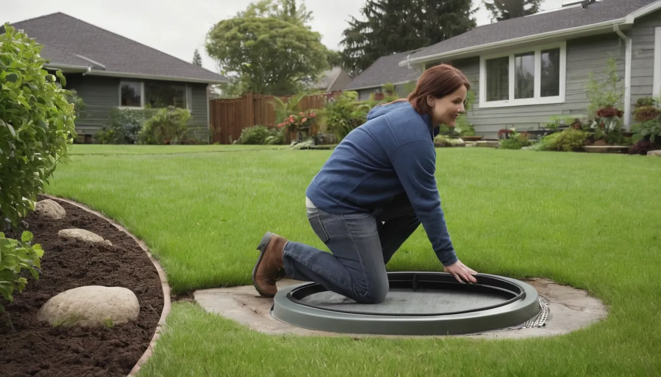 Provider checking a septic tank lid at a home in the Waterbury area
